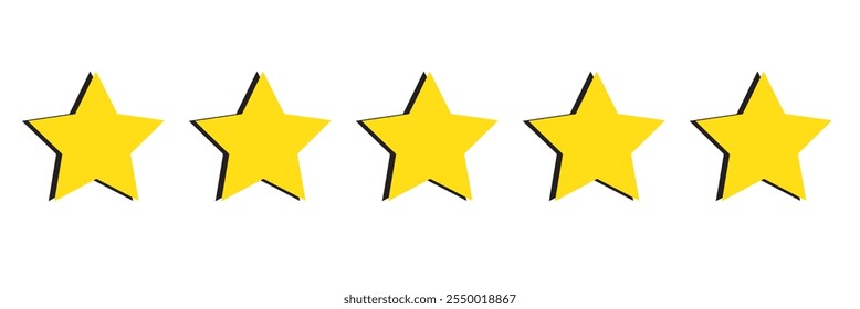 Five stars customer product rating review flat icon for apps and websites . 333