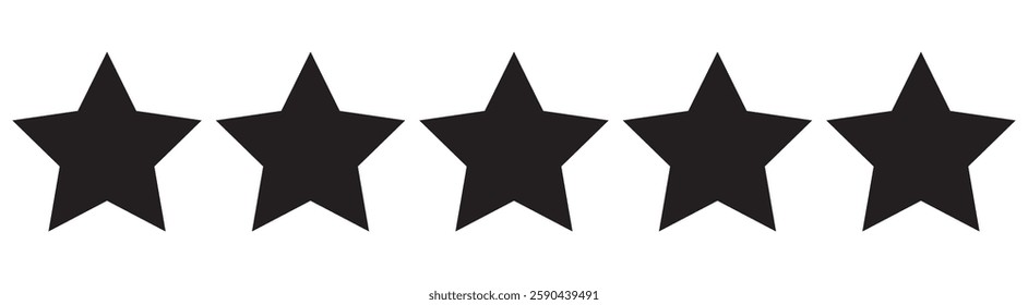 Five stars customer product rating review flat icon for apps and websites. Star rate icons set. Flat and realistic style. Vector illustration.  Five stars customer product rating review flat icon 