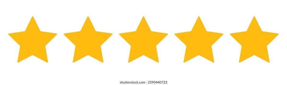 Five stars customer product rating review flat icon for apps and websites. Star rate icons set. Vector illustration.  Five stars customer product rating review flat icon. Golden five star rating icon.