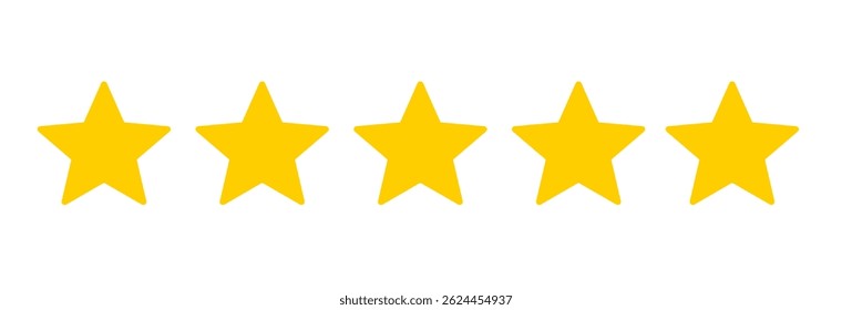 Five stars customer product rating review flat icon for apps and websites.