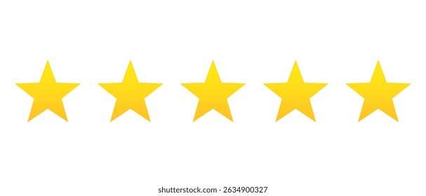 Five stars customer product rating review flat icon for apps and websites, vector. Five stars rating. 5 star for quality customer rating feedback concept from client employee, product review.