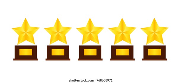 Five stars customer product rating review flat icon for apps and websites