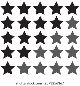 Five stars customer product review icon set. Five stars rating. Yellow 5 star flat icon for apps and websites. Quality, customer rating, feedback. Transparent png and vector illustration
