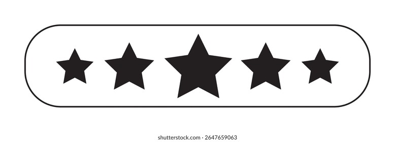 Five stars customer product review icon set. Five stars rating. Yellow 5 star flat icon for apps and websites. Quality, customer rating, feedback. Vector illustration.