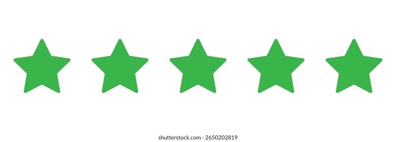 Five stars customer product review icon . 5-star rating  icon for apps and websites. Represents quality, customer rating, and feedback . Five stars.