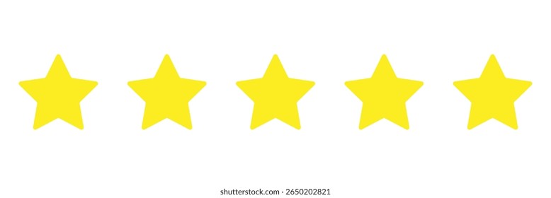 Five stars customer product review icon . 5-star rating  icon for apps and websites. Represents quality, customer rating, and feedback . Five stars.