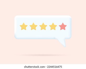 Five stars. Customer rating feedback concept from the client. Realistic 3d design