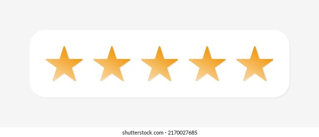 Five stars customer rating. Positive review icon for apps and websites
