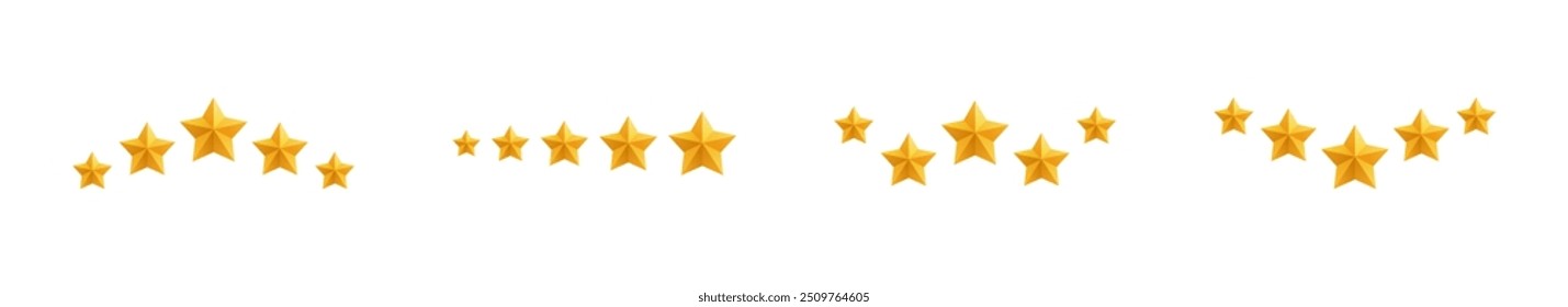 Five stars customer rating review. Vector Stars. Vector yellow isolated five stars collection. Customer feedback concept. Vector 5 stars rating review.