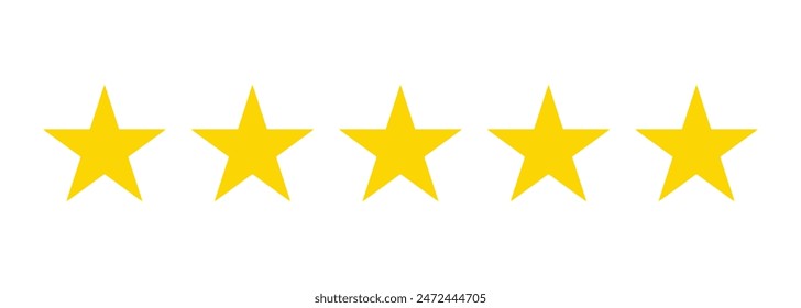 Five stars in a flat design, a rating icon, isolated on a white background.