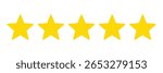 Five stars flat icon. Product quality rating and customer feedback symbols. Yellow stars vector icon for apps and websites