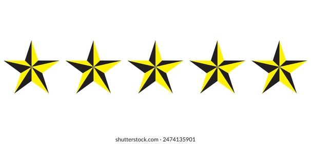 
Iconos de estrellas Vector. Vector plano de cinco estrellas en fondo blanco. Ilustración vectorial.