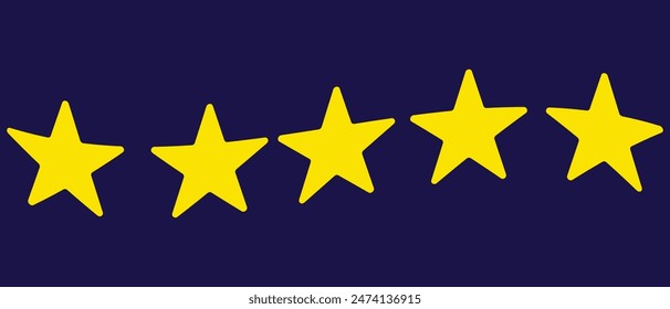  Icono de estrella Vector. Vector plano de cinco estrellas en fondo azul. Ilustración vectorial.