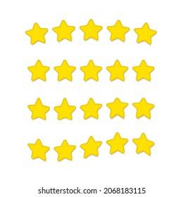 Five stars, glossy yellow and pink colors. Customer rating feedback concept from the client about employee of website. Realistic 3d design of the object. For mobile applications. Vector illustration