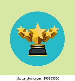 five stars golden trophy on colored background