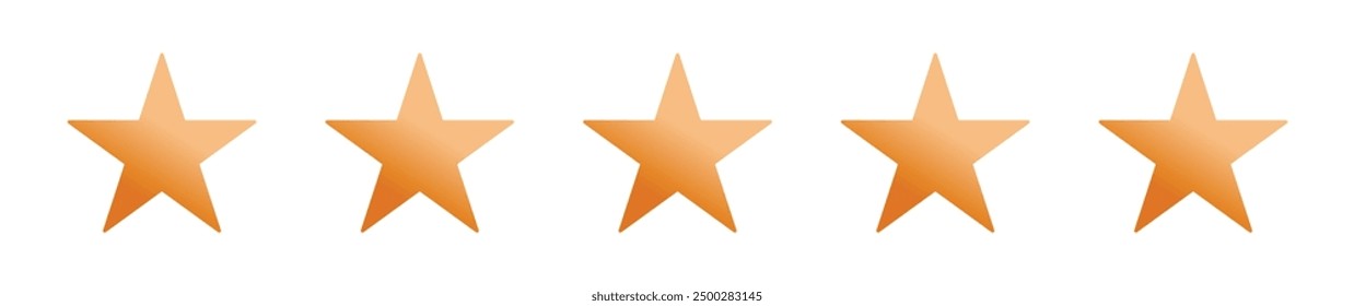 Five stars with gradient orange color vector icons set