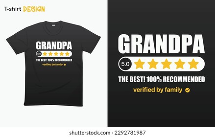 "Five Stars Grandpa" Grandpa Day Gifts, Gift For Grandpas, Typography lettering quote design. Typography funny phrase. For stickers, t-shirts,mugs, etc. Eps 10