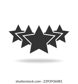 Five stars graphic icon. Rank or voting rating sign isolated on white background. Quality service symbol. Vector illustration 