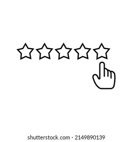 Five stars and hand, customer review, quality rating icon color editable