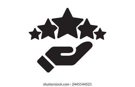 Five stars, hand icon.Feedback, review, evaluation customer. Premium quality. rating star. Vector illustration