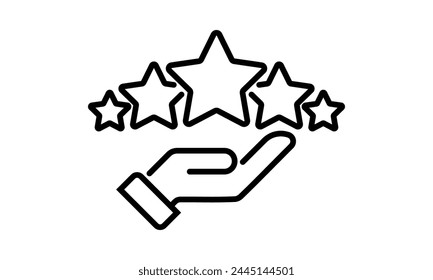 Five stars, hand lines icon.Feedback, review, evaluation customer. Premium quality. rating star. Vector illustration