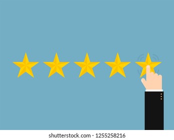 Five stars with hand, stylish design vector illustration