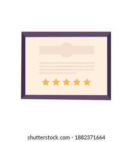 Five stars hotel certificate flat vector illustration