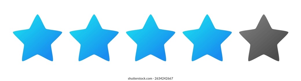 Five stars icon with blue gradation for web app or mobile app. stars vector illustration