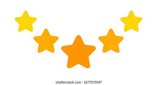 five stars icon cute isolated on white background, chic 5 star shape yellow orange, illustration simple star rating symbol, clip art 5 star for logo, pentagram five star for decoration ranking award