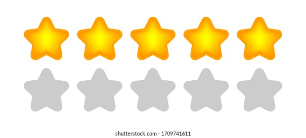 five stars icon cute isolated on white background, chic 5 star shape yellow orange, illustration simple star rating symbol, clip art 5 star for logo, pentagram five star for decoration ranking award