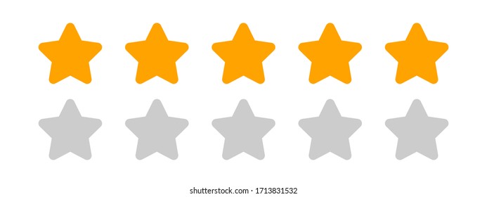 five stars icon cute isolated on white background, chic 5 star shape yellow orange, illustration simple star rating symbol, clip art 5 star for logo, pentagram five star for decoration ranking award