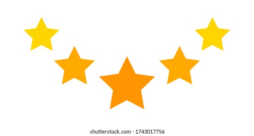 five stars icon cute isolated on white background, chic 5 star shape yellow orange, illustration simple star rating symbol, clip art 5 star for logo, pentagram five star for decoration ranking award