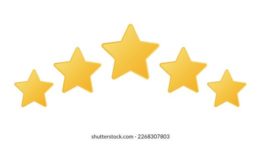 Five stars icon in flat style. Customer product rating vector illustration on isolated background. Review feedback sign business concept.