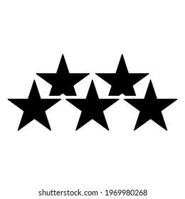 Five stars icon isolated in black on a white background. Hand drawn element, vector illustration.