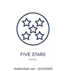 Five stars icon. Five stars linear symbol design from Hotel collection. Simple outline element vector illustration on white background.
