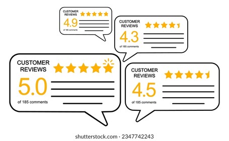 Five stars icon, rating signs, customer reviews sign, rating service, good client satisfaction, user experience best customer feedback concept – vector