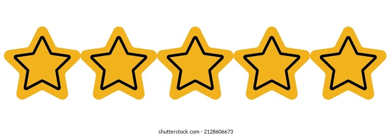 Fünf Sterne Icon Review Vector hat Gold und Gelb. Icon Zufriedenheit und Rückmeldung des Kunden. ui Liebling der Rang-Prämie 