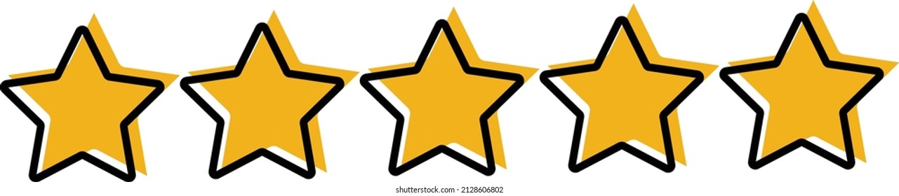Five stars icon review Vector has gold and yellow. icon satisfaction and feedback of customer. ui favorite of rank premium 