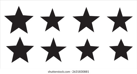  five stars icon set vector silhouette on white background.