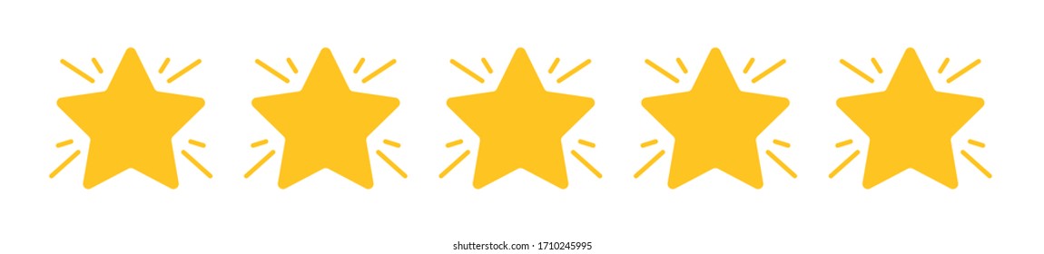 Five stars icon. Star rating symbol. Set of star icon on isolated background. Vector