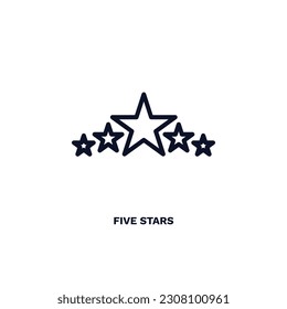 five stars icon. Thin line five stars icon from hotel and restaurant collection. Outline vector isolated on white background. Editable five stars symbol can be used web and mobile