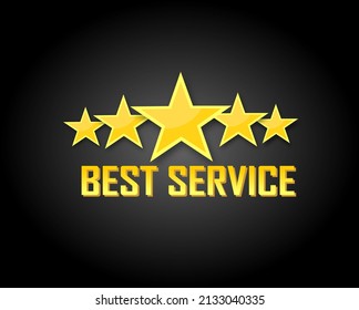 Five stars icon with typography best service text