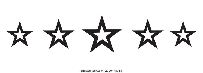 Icono de cinco estrellas Vector. Símbolo de estrellas negras. Icono de la revisión de la calificación del producto del Cliente de cinco estrellas para App y Sitios web. 11.11 h