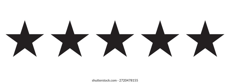 Icono de cinco estrellas Vector. Símbolo de estrellas negras. Icono de la revisión de la calificación del producto del Cliente de cinco estrellas para App y Sitios web. 11.11 h
