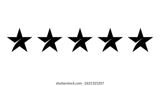 Five stars icon vector with clean star shapes, rating stars, review stars, and bold star symbols—ideal for feedback, ranking, quality, and user rating design projects.