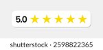 Five stars icon Vector. Five stars customer product rating review flat icon for apps and websites. 11:11