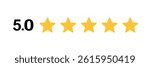 Five stars icon Vector. Five stars customer product rating review flat icon for apps and websites on white isolated background