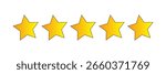 Five stars icon Vector. Five stars customer product rating review flat icon for apps and websites