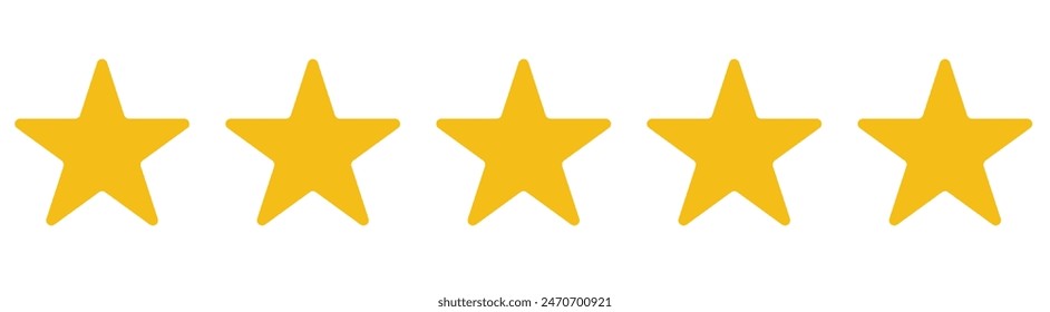 Five stars icon Vector. Five stars customer product rating review flat icon for apps and websites. 11:11