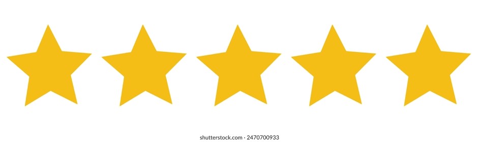 Five stars icon Vector. Five stars customer product rating review flat icon for apps and websites. 11:11